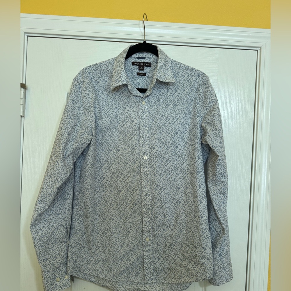 Michael Kors Unique Floral Artwork LONG SLEEVE SHIRT Medium
